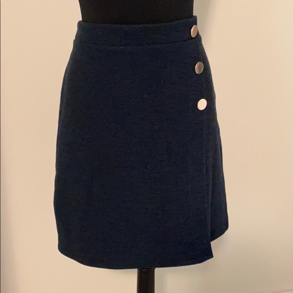 Loft Dark Navy Faux Wrap Skirt 12